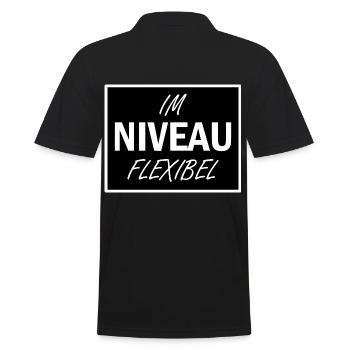 Lustiger Spruch Niveau - Männer Poloshirt - Schwarz - Hinten - Kai (181cm)