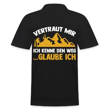 Bergsteiger Wald Bergwandern Wanderer Wandern - Männer Poloshirt - Schwarz - Hinten - Kai (181cm)