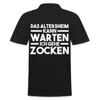 Gaming Ruhestand Rente Zocken Zocker Gamer - Männer Poloshirt - Schwarz - Hinten - Kai (181cm)