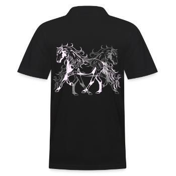 Heavenly Wild Horses Étalon Cavalier Passionné de chevaux - Polo Homme - noir - Dos - Kai (181cm)