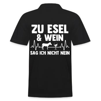 Wein Esel - Männer Poloshirt - Schwarz - Hinten - Kai (181cm)