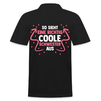 Familie Coole Schwester - Männer Poloshirt - Schwarz - Hinten - Kai (181cm)