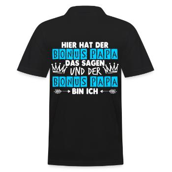 Stiefvater Bonus Papa Vatertag - Männer Poloshirt - Schwarz - Hinten - Kai (181cm)