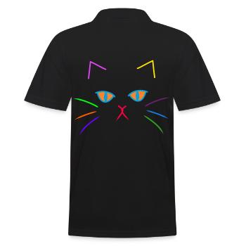 Bunt farbenfreudig Katzen Gesicht Katze Kitten - Männer Poloshirt - Schwarz - Hinten - Kai (181cm)