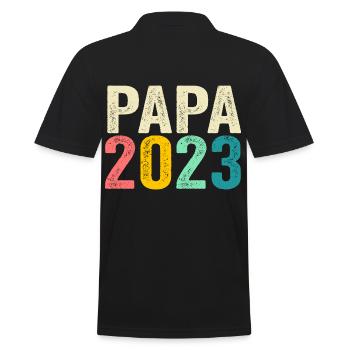 Vater 2023 Schwanger Werdender Papa - Männer Poloshirt - Schwarz - Hinten - Kai (181cm)