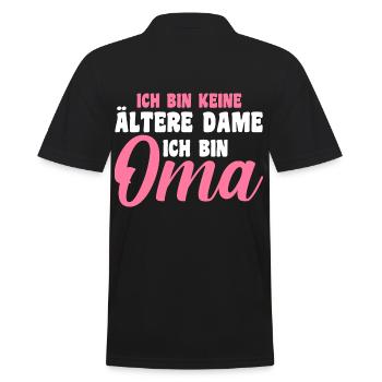 Großmutter Großmama Omi Oma - Männer Poloshirt - Schwarz - Hinten - Kai (181cm)