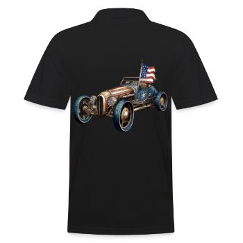 Car, RC Car ,Steampunk U.S. Flag Artist July 4th - Men's Polo Shirt - black - Back - Kai (181cm)