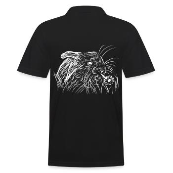 Kaninchen - Männer Poloshirt - Schwarz - Hinten - Kai (181cm)