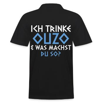 Grieche Griechenland Ouzo - Männer Poloshirt - Schwarz - Hinten - Kai (181cm)