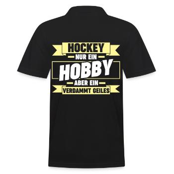 Eishockey Hockeyspieler Hockey - Männer Poloshirt - Schwarz - Hinten - Kai (181cm)