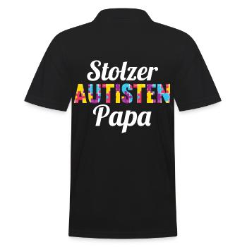Vater Papa Autismus Autist Autisten - Männer Poloshirt - Schwarz - Hinten - Kai (181cm)