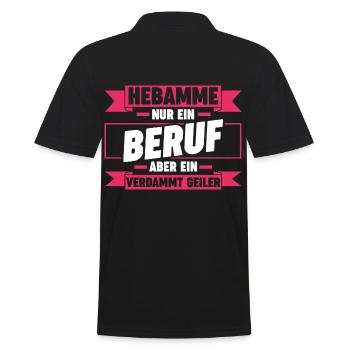 Geburtshelferin Hebamme - Männer Poloshirt - Schwarz - Hinten - Kai (181cm)