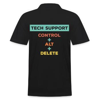 Ctrl Alt Delete Tech Support - Men's Polo Shirt - black - Back - Kai (181cm)