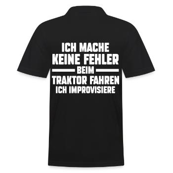Landwirtschaft Traktor Trecker Landwirt Bauer - Männer Poloshirt - Schwarz - Hinten - Kai (181cm)