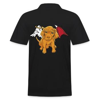 Hund Haustiere Engel Teufel Flügel Hunde teuflisch - Männer Poloshirt - Schwarz - Hinten - Kai (181cm)