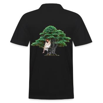 Girl tree nature sensual swing feelings - Men's Polo Shirt - black - Back - Kai (181cm)