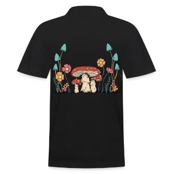 Autumn Flowers Mushrooms Nature Flora Botany - Men's Polo Shirt - black - Back - Kai (181cm)