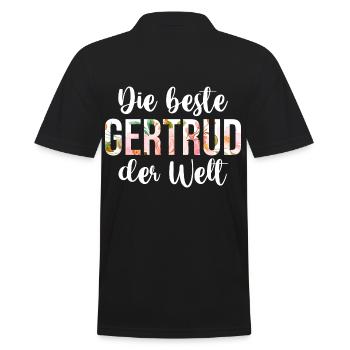 Gertrud - Männer Poloshirt - Schwarz - Hinten - Kai (181cm)