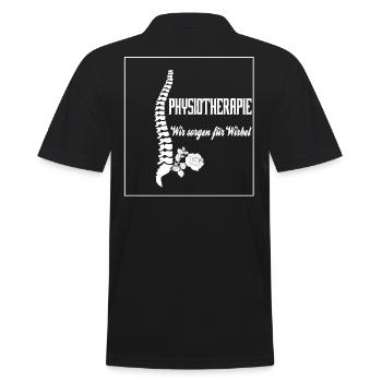 Physiotherapie, Wir sorgen für Wirbel Praxis Shirt - Männer Poloshirt - Schwarz - Hinten - Kai (181cm)
