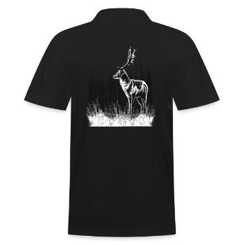 Cerf la nuit, chasse chasseur photographe nature - Polo Homme - noir - Dos - Kai (181cm)