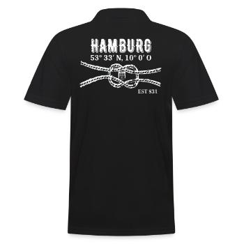 Hamburg sailor knot, coordinates city symbol - Men's Polo Shirt - black - Back - Kai (181cm)