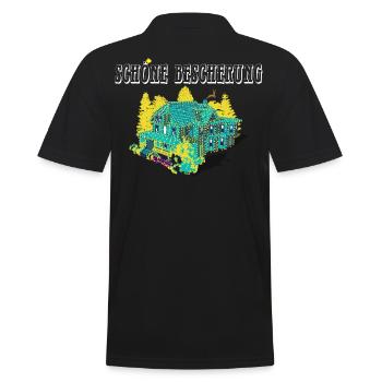 Weihnachten Schöne Bescherung Haus Lichterketten - Männer Poloshirt - Schwarz - Hinten - Kai (181cm)