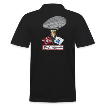 Graf Zeppelin Portrait Luftschiff, Fliegerei Retro - Männer Poloshirt - Schwarz - Hinten - Kai (181cm)