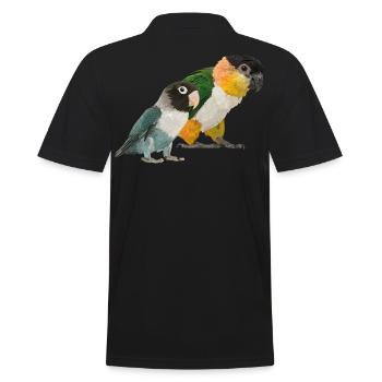 Caique und Agapornis - Männer Poloshirt - Schwarz - Hinten - Kai (181cm)
