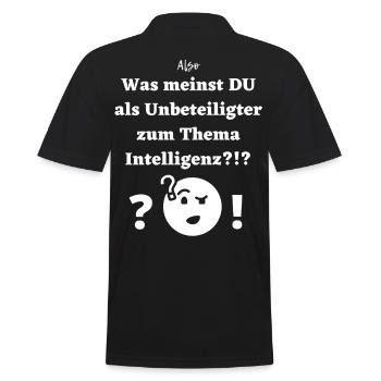 Intelligenz und unbeteiligt - Männer Poloshirt - Schwarz - Hinten - Kai (181cm)