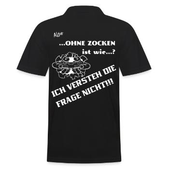 Ohne Zocken ist wie? - Männer Poloshirt - Schwarz - Hinten - Kai (181cm)
