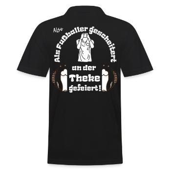 Als Fußballer gescheitert an der Theke gefeiert. - Männer Poloshirt - Schwarz - Hinten - Kai (181cm)