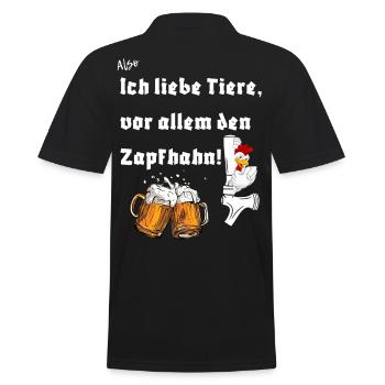 Ich liebe den Zapfhahn - Männer Poloshirt - Schwarz - Hinten - Kai (181cm)