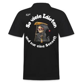 So viele Idioten! - Männer Poloshirt - Schwarz - Hinten - Kai (181cm)