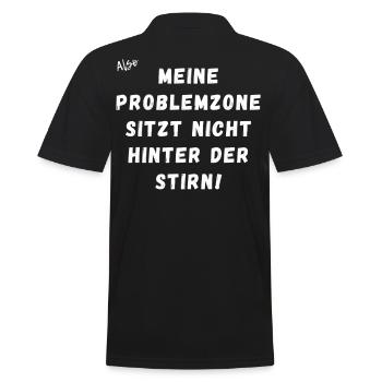 Meine Problemzone sitzt nicht hinter der Stirn. - Männer Poloshirt - Schwarz - Hinten - Kai (181cm)