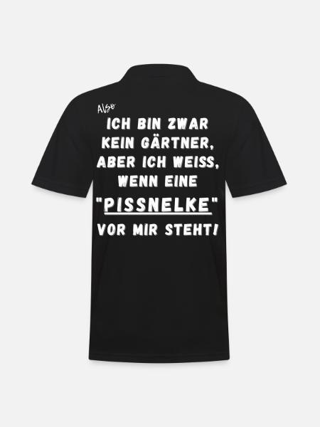 Ich bin zwar kein Gärtner. Nelke vor mir. - Männer Poloshirt - Schwarz
