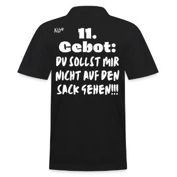 11 Gebot Du sollst mir nicht auf den Sack gehen. - Männer Poloshirt - Schwarz - Hinten - Kai (181cm)