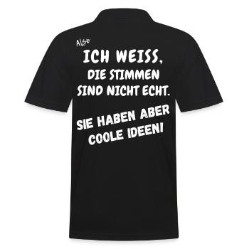 Die Stimmen sind nicht echt haben aber coole Ideen - Männer Poloshirt - Schwarz - Hinten - Kai (181cm)