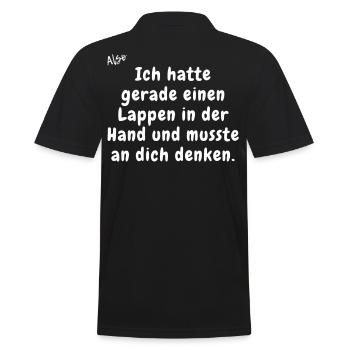 Ich hatte gerade einen Lappen in der Hand. - Männer Poloshirt - Schwarz - Hinten - Kai (181cm)