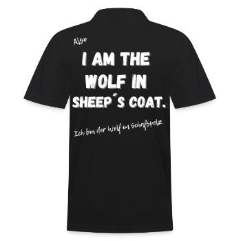 Ich bin der Wolf im Schafspelz - Männer Poloshirt - Schwarz - Hinten - Kai (181cm)
