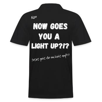 Jetzt geht dir ein Licht auf. - Männer Poloshirt - Schwarz - Hinten - Kai (181cm)