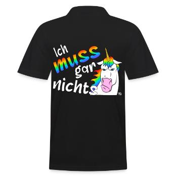 Lustiges böses Einhorn, ich muss gar nichts - Männer Poloshirt - Schwarz - Hinten - Kai (181cm)