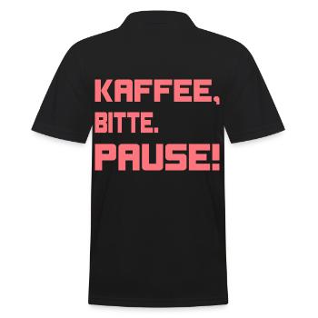 Kaffee, bitte. Pause! - Männer Poloshirt - Schwarz - Hinten - Kai (181cm)