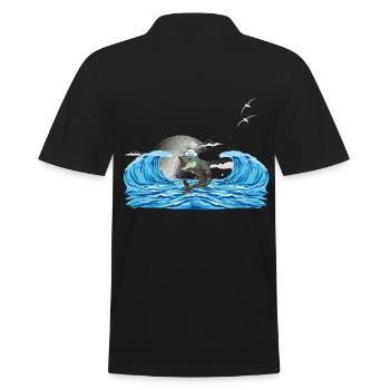 Fisch Fische Moin Meer maritim - Männer Poloshirt - Schwarz - Hinten - Kai (181cm)