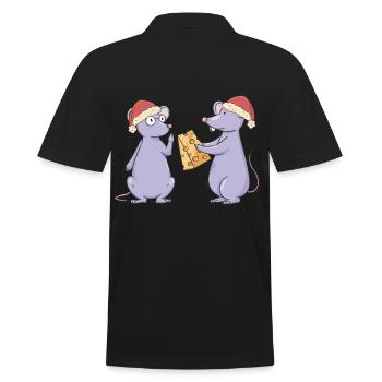Santa Claus St. Nicholas Mice Mouse Santa Cheese - Men's Polo Shirt - black - Back - Kai (181cm)