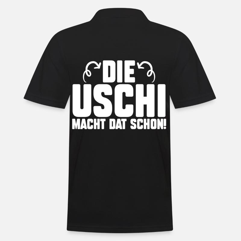 Die Uschi Macht Dat Schon - Männer Poloshirt - Schwarz