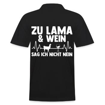 Wein Lama - Männer Poloshirt - Schwarz - Hinten - Kai (181cm)