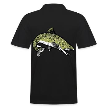 Hecht Fisch Fischer Angler Wildtier Flossen Ahoi - Männer Poloshirt - Schwarz - Hinten - Kai (181cm)