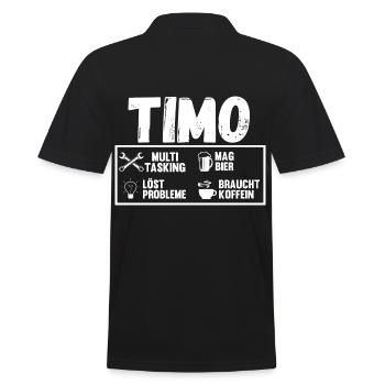 Timo - Männer Poloshirt - Schwarz - Hinten - Kai (181cm)