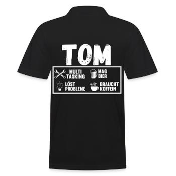 Tom - Männer Poloshirt - Schwarz - Hinten - Kai (181cm)