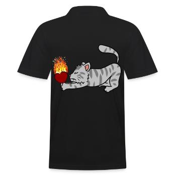 Heart fiery cat Dear cat owner cat cat cat cat - Men's Polo Shirt - black - Back - Kai (181cm)